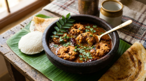 Chettinad Vada Curry Recipe — chana dal vadas in spicy roasted-masala tomato gravy