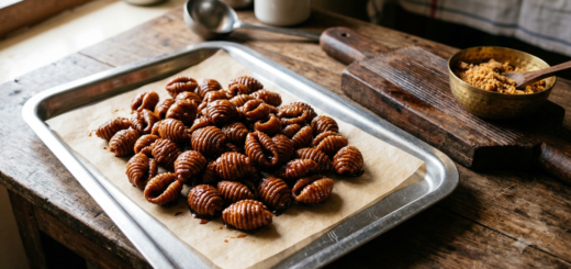 Gavvalu recipe with wheat flour: ridged brown Andhra sweet shells glazed in jaggery syrup