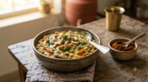 Bisi Bele Bath with Powder, vegetables, cashews and curry leaves