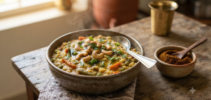 Bisi Bele Bath with Powder, vegetables, cashews and curry leaves