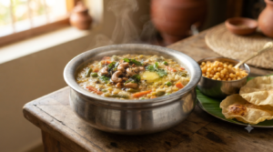 Bisibelebath With Cooked Rice and vegetables