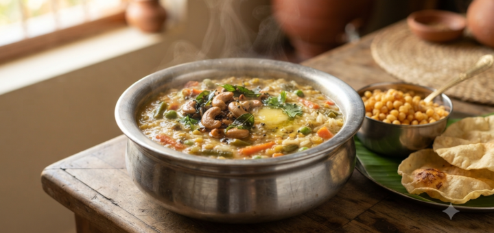 Bisibelebath With Cooked Rice and vegetables