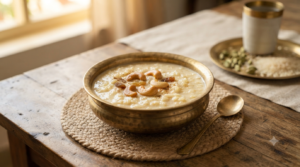 Instant pal payasam recipe with creamy milk, rice, cashews and raisins