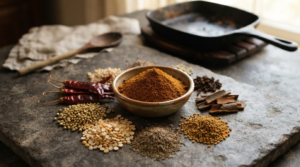 MTR Bisibelebath Powder Recipe with roasted spices for homemade copycat masala