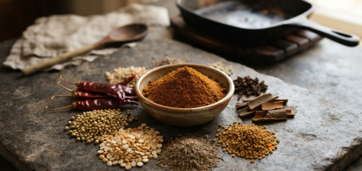 MTR Bisibelebath Powder Recipe with roasted spices for homemade copycat masala