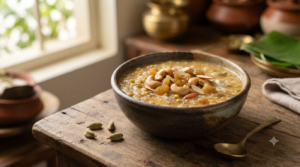 Moong dal payasam with sabudana made with jaggery and coconut milk