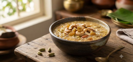 Moong dal payasam with sabudana made with jaggery and coconut milk