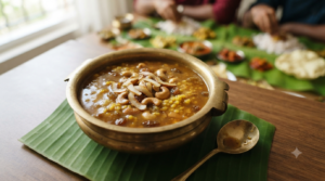 Parippu payasam recipe with moong dal, jaggery, coconut milk and fried coconut