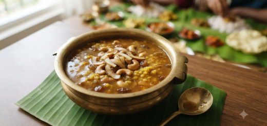 Parippu payasam recipe with moong dal, jaggery, coconut milk and fried coconut