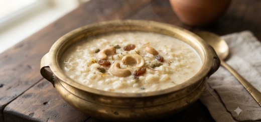 Rice payasam recipe with creamy milk, rice, cashews and raisins