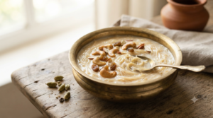 Semiya payasam recipe with creamy milk, roasted vermicelli, cashews and raisins