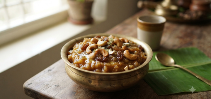 Sakkarai pongal without dal with jaggery, ghee, cashews and raisins