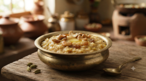 Sweet pongal pressure cooker recipe with jaggery, ghee and cashews