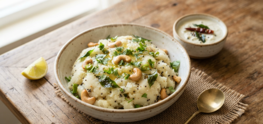 Upma recipe without onion and garlic with curry leaves and simple tempering