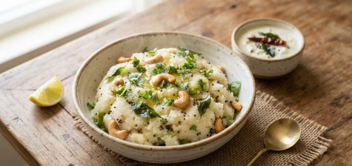 Upma recipe without onion and garlic with curry leaves and simple tempering