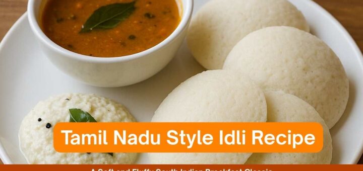 Tamil Nadu Style Idli - Soft, Fluffy South Indian Idlis Served with Coconut Chutney and Sambar