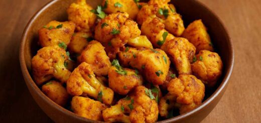 Aloo Gobi Recipe Classic Aloo Gobi — modern Indian potato and cauliflower curry garnished with cilantro