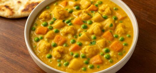 Mixed Vegetable Korma in rich coconut-cashew sauce served with naan — Bhimascook Recipe