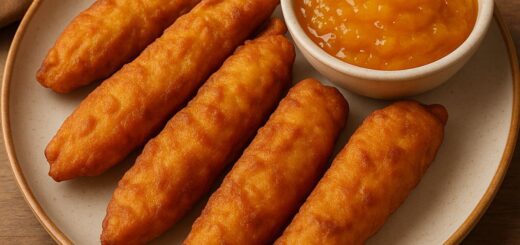 Crispy banana fritters meet tropical jam — perfect tea time snack