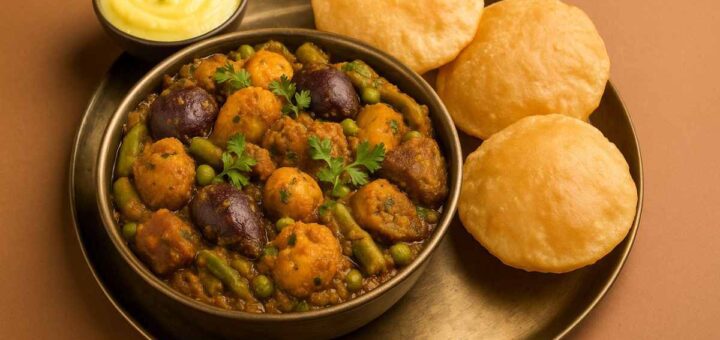 Gujarati Undhiyu with Puri and Shrikhand – Traditional Winter Dish