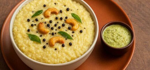 Kodo Millet Pongal Recipe served with chutney