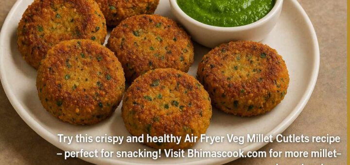 Air Fryer Veg Millet Cutlets served with green chutney