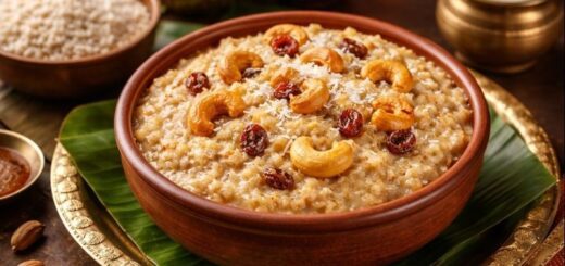 Atukula Prasadam Recipe Ingredients with sweet poha prasadam in bowl