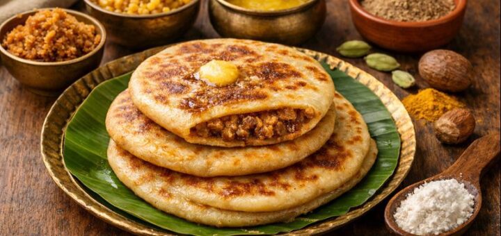 Bobbatlu Recipe Jaggery Ingredients sweet flatbread served hot