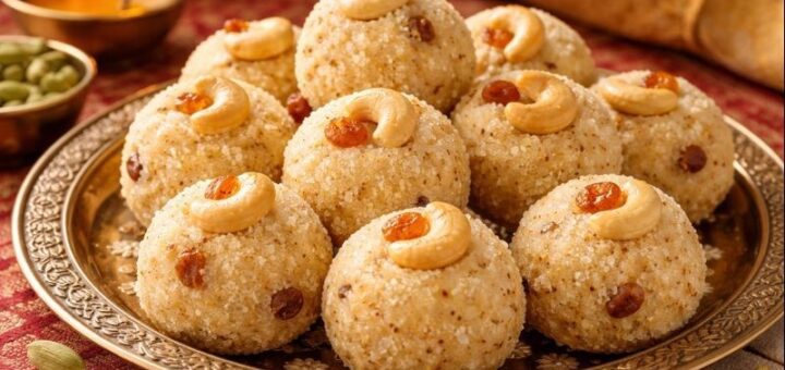 Rava Laddu Condensed Milk sweet balls ready to serve