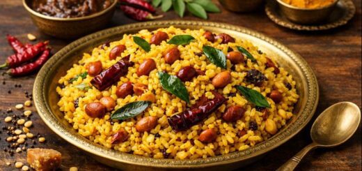 Instant Pulihora Mix Recipe tangy tamarind rice with peanuts and curry leaves