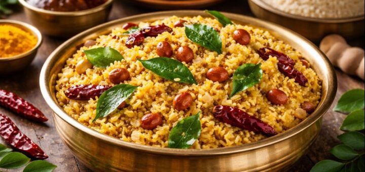 Pulihora Temple Style Tamilnadu tamarind rice dish