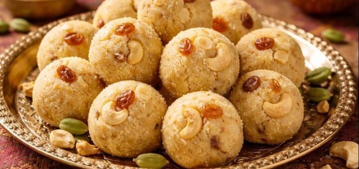 Rava Laddu Recipe Without coconut ingredients step by step