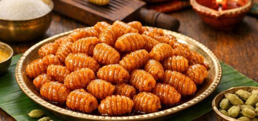 gavvalu sweet recipe with sugar ingredients close up of glazed shell sweets