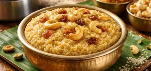 Sakkarai Pongal Pressure Cooker sweet rice dessert in bowl