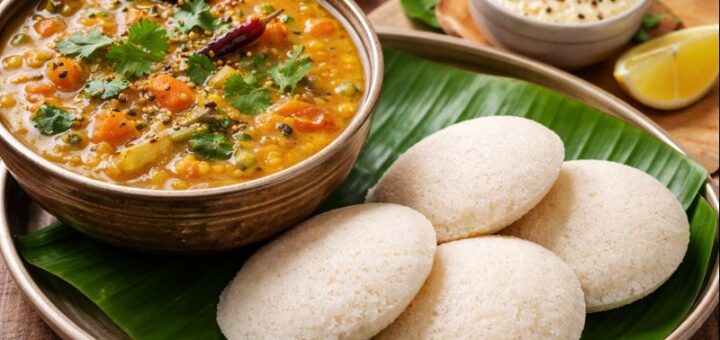 Idli Sambar Recipe Moong with moong dal sambar and idlis
