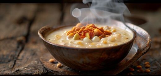 Moong Dal Kheer Sugar creamy dessert with nuts