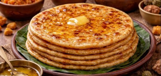 Poli Recipe Wheat Flour sweet flatbread served with ghee