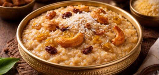 Sakkarai Pongal Coconut Milk dish served in a traditional bowl