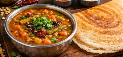Sambar Recipe For Dosa Hotel Style Easy Cooking Method served with dosa