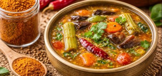 Sambar Recipe Sambar Powder with vegetables and spice blend