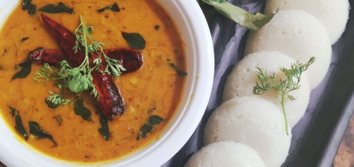 Sambar Recipe Without Vegetables Easy Home Cooking Method served in bowl description