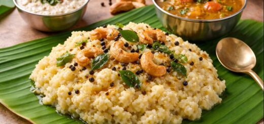 Ven Pongal Recipe Pongal served with chutney and sambar