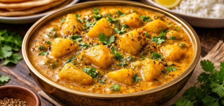 Aloo Kurma Recipe Andhra with creamy spiced potato curry.