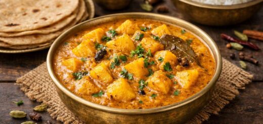 Aloo Kurma Recipe South Indian Style with potatoes in coconut spice gravy