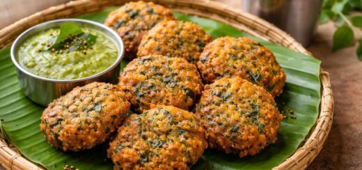 Keerai Vadai Recipe Without onion and garlic crispy fritters served