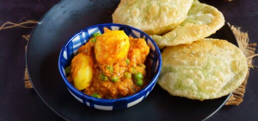 Poori Recipe Air Fryer golden puffed Indian pooris with curry