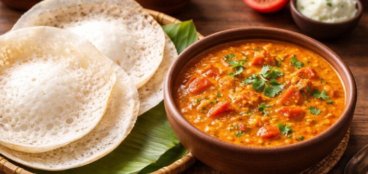 Tomato Kurma Appam Home served with appam