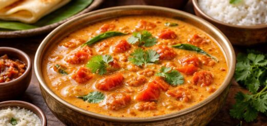 Tomato Kurma Coconut Milk Kerala style dish with creamy curry and tomatoes.