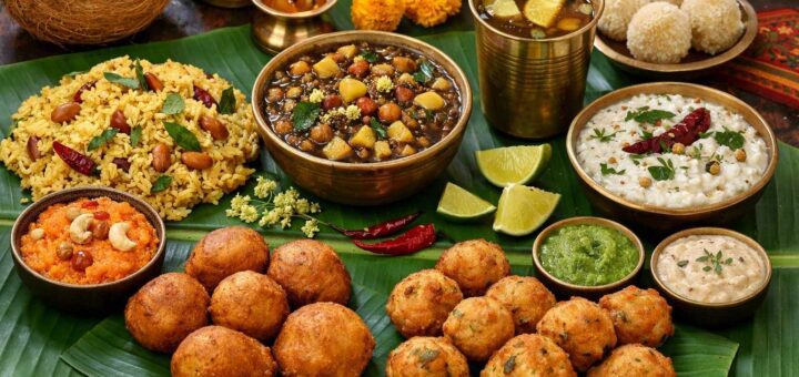 Ugadi Festival Prasadam Items traditional Andhra Pradesh dishes on banana leaf